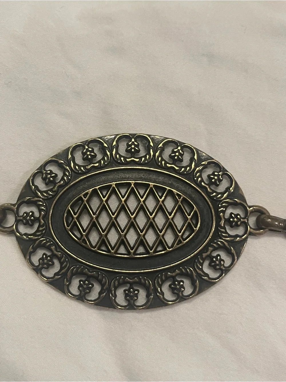 Vintage Nine West Metal Concho Statement Belt with Amber Cabochons